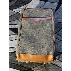 Hartmann Vintage Tweed & Leather Rolling Carry On Luggage Bag 21" & garment
